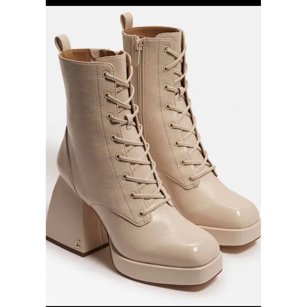 Circus By Sam Edelman Karter Women's Lace-Up Platform Booties Vanilla Bean